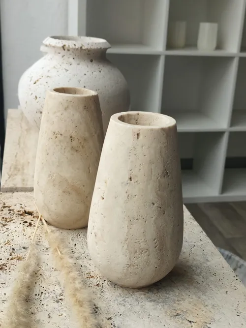 Travertin Naturstein Vase schlicht
