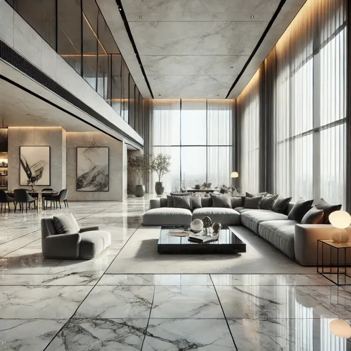 XXL Fliesen in einem Wohnzimmer