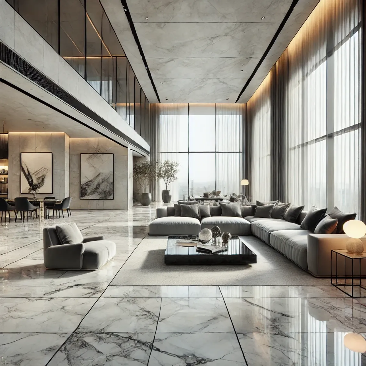 XXL Fliesen in einem Wohnzimmer