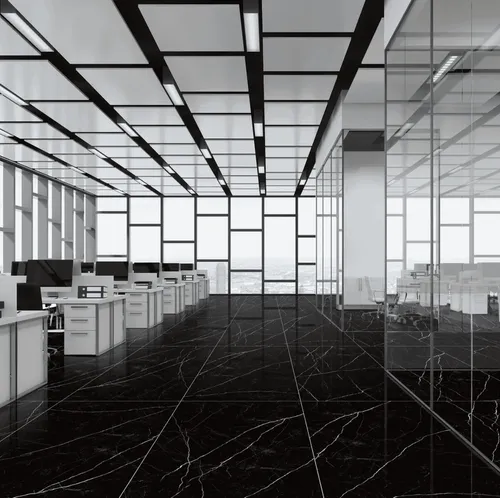Buro mit dunklen grossen fliesen