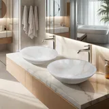 Loghi White Shine | Marmor Waschbecken aus weißem Onyx Stein – Ansicht 5
