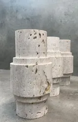 Travertin Vase "Monolith" Naturstein, Deko, Japandi – Ansicht 1